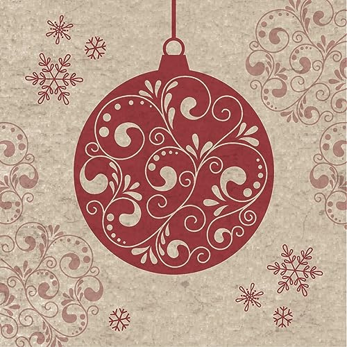 25 kleine Cocktail-Servietten aus Recycling-Papier Weihnachten Baubles als Tischdeko. Papierservietten mit Motiv. Auch für Decoupage und Serviettentechnik 25x25cm