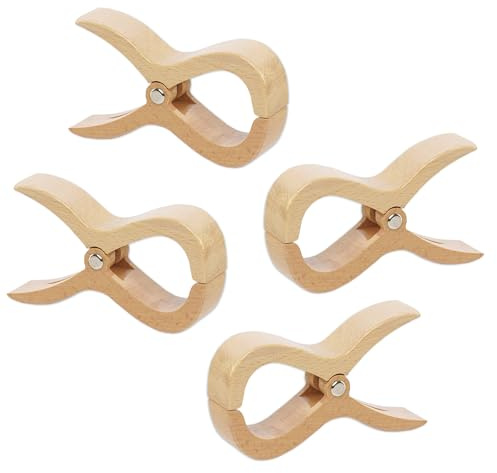 Tuuli Große Holzklammern für Strandtücher & Wäsche, 4 Stück, 13 x 7 x 3 cm | 4 große Holzklammern für mehrere Strandtücher, Wäsche oder größere Textilien aus geöltem Buchenholz