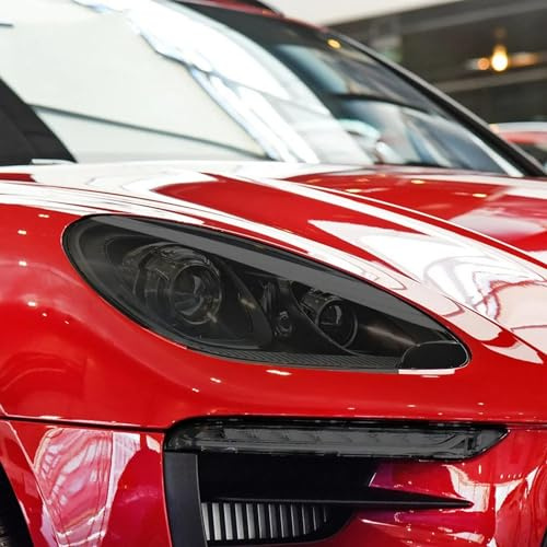 JCAKES Pellicola protettiva per fari auto, nero fumo, adesivo protettivo in TPU trasparente, per Porsche Macan 2018 2019 2020-2023