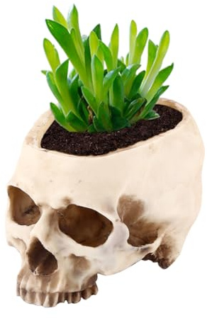 Leopacat Blumentopf,Halloween Süßigkeiten Schüssel Deko,Schädelmodell | Blumentopf in Form eines Totenkopfes aus Kunstharz, Blumentopf in Form eines Kopf Designs für Haus Blumen Pflanzen Ornament