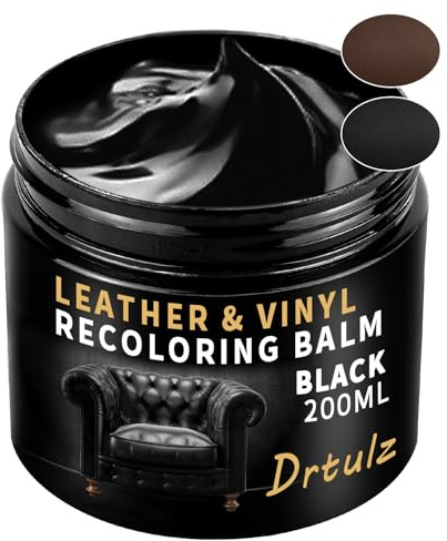 drtulz Leder Reparatur Set Schwarz, Lederpflege Für Ledercouch, Für Vinyl Möbel, Sofa, Autositze, Schuhe Für Reparatur Lederfarbe Auf Verblassten und Zerkratzten Ledersofas (75ML) (200ML Schwarz)