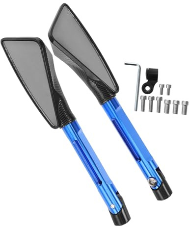 SOLUSTRE Espejos Laterales Para Motocicleta Triangulares Cnc, Azul, Compatibles Atv Utv, Espejo Retrovisor Ajustable De Alta Definición Para Uso Carretera y Todoterreno