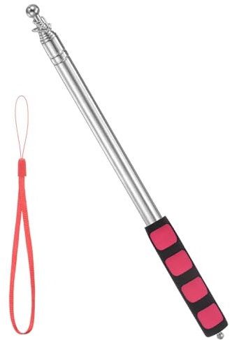 M METERXITY Flag Pole - 8.2 Feet Telescopic Handheld Flagpoles, Tour Guide Portable Flag Pole, Stainless Steel & Handheld, Anti-Slip Grip Apply to Pointer for Teacher/Outdoor (Red)