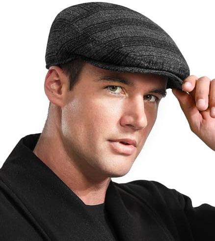Wantonfy Schirmmütze Herren Barett Cap Schiebermütze Barret Flat Cap Newsboy Baskenmütze