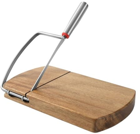 Tabla de cortar queso, 9,2 x 8,4 pulgadas, cortador de trufas inoxidable, cortador de queso de madera de acacia, herramientas de cocina de madera dura multifuncionales para queso, chocolate, especias