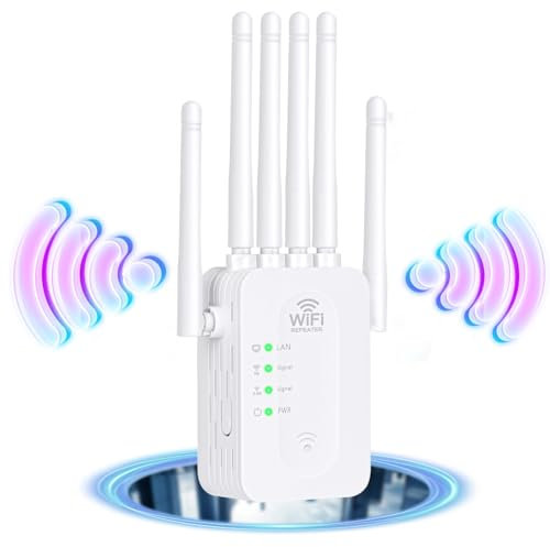 Repetidor,Amplificador de señal WiFi, 6 Antenas, 2 Puertos LAN, Amplia área de Cobertura, Señal Fuerte, Ideal para la Oficina y el hogar.