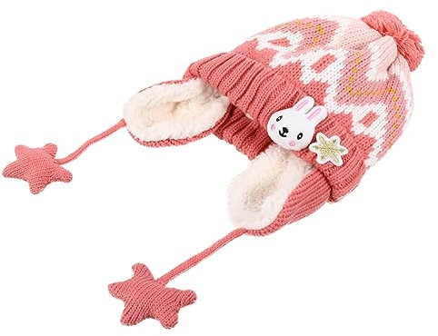 OATIPHO 2-teiliges Kinder-mützen-schal-set Mit Ohrenklappen Weiches Polyester Cartoon-tierdruck Bequem Für Babys