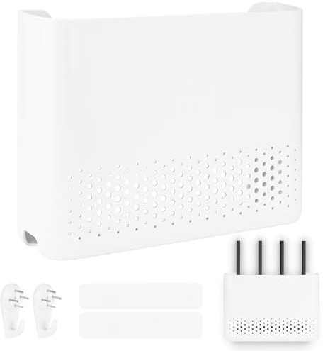 Rzspher Scatola di Immagazzinaggio del Router, Router Box 24.8 * 16.5 * 5.2 cm, Porta Modem da Parete, Scatola Portaoggetti per Router WiFi, Utilizzato per Mensola Portaoggetti Soggiorno