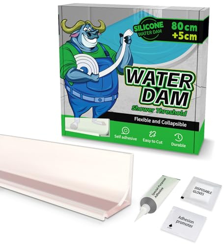 ALITAIYI Schwallschutzleiste Dusche, Wasserstopper, Transparent, 85 cm | Selbstklebend, Silikon, Biegbar und Zuschneidbar, für Duschschwelle, Badewanne, Waschbecken und Küche