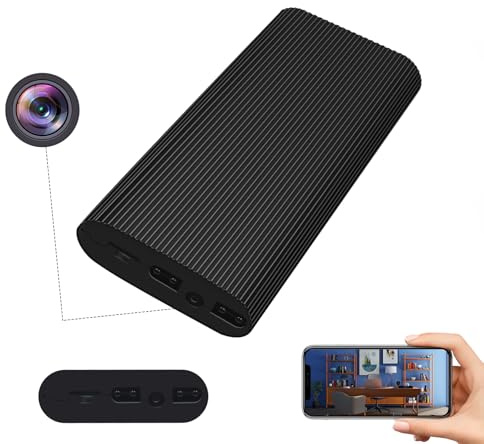 Telecamera spia Power Bank HD 1080P Videoregistratore con rilevamento del movimento Registrazione in loop Visualizzazione remota WiFi Nanny Cam Batteria 5000 mAh Telecamera di sicurezza interna per
