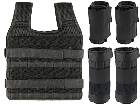 Carico massimo 15 kg/35 kg gilet regolabile peso esercizio peso carico panno allenamento forza con 6 kg peso gamba 5 kg peso braccio (vuoto)