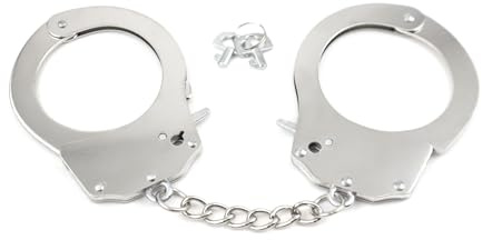 TengRiah Unisex Edelstahl Kreuz O-förmige Metall Handschellen und Schlüssel, Knöchelmanschetten, Kostüm-Requisite, Zubehör, Partyzubehör, gefälschte Spielrequisiten, Partyzubehör, Metall edelstahl