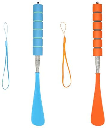 XINXINGDINGSHENG 2 Pcs Shoe Horns, Adjustable Metal Long Handled Shoe Spoon, Telescopic 11-27.5 inches Portable Shoe Horns for Men, Women, Kids, Seniors, Pregnancy