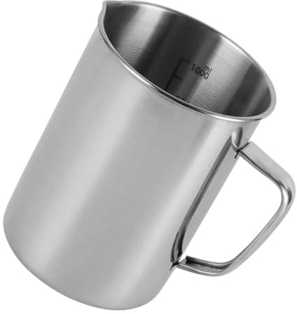 JECOMPRIS Vaso Medidor de Acero Inoxidable con Escala, Taza Medidora para Líquidos, Resistente y Multifuncional para Cocina y Uso Científico