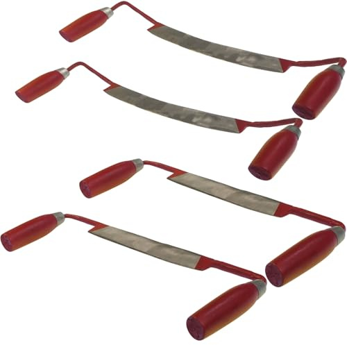 BauSupermarkt24 4 TLG Zugemesser Set 2 x gerade und 2 x gebogen Abziehmesser Bogenbau Zug Messer Zieh Messer Zugklinge Ziehmesser Rindenschäler
