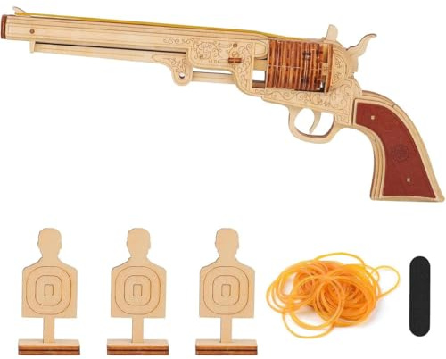 Palapozzy 3D Holzpuzzle Revolver Modellbausatz, handgefertigtes Set aus mechanischer Holzkonstruktion, kreative Weihnachts- und Geburtstagsgeschenke (70+PCS)