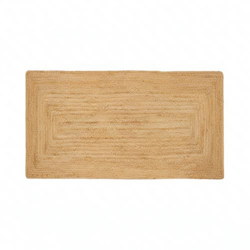 Elegant Floors® Rechteckiger Jute Teppich Natur | Handgefertigtes Boho Wohnaccessoire mit Rahmenmuster im modernen Skandi Stil | Wohnzimmer Teppich und Boden Deko Läufer | 40x60 cm