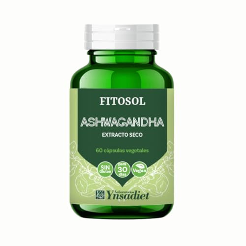 Ashwagandha 500 mg Extracto Seco Estandarizado – 60 Cápsulas Vegetales | Contribuye a la Resistencia al Estrés y Equilibrio Mental | Sin Gluten | Vegan | Fitosol Ynsadiet