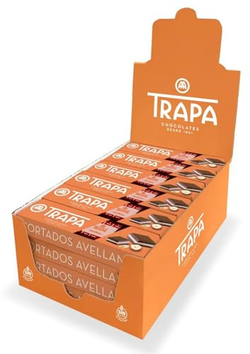 Bombones Cortados Avellana Trapa - 24 Cajas de 4 Bombones cada una - Bombones de Chocolate Trapa Avellana.