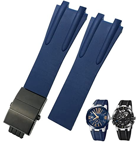 26 mm gummistål fällbart spänne klockband Passar för blåsvart brun sportvattentäta remstillbehör