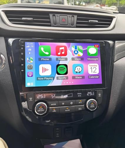 Car Stereo for Nissan X-Trail Qashqai 2013-2017 Radio CarPlay 4+64G 10inch | Double Din Android Wireless Carplay Android Auto Support Bluetooth/GPS/WiFi/Backup Camera/SWC/FM/Mirror Link/IPS Touch Screen