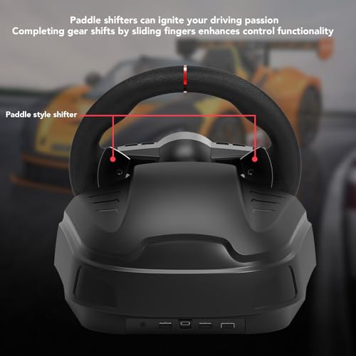 Elprico Gaming-Rennrad, 270°-Sim-Fahrlenkrad mit Linearen Hall-Pedalen und Manuellem Schalthebel, 3 Einstellbare Empfindlichkeitsstufen, für PC-Konsole