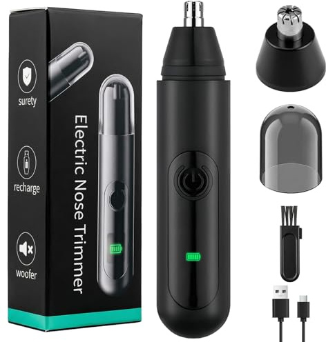 Cortapelos Nariz, Recortador Pelos nariz y oreja USB Recargable | Cortapelos Nariz y Oreja Profesional Indoloro, Hoja de Doble Filo Impermeable para Hombres y Mujeres, Fácil de Limpiar