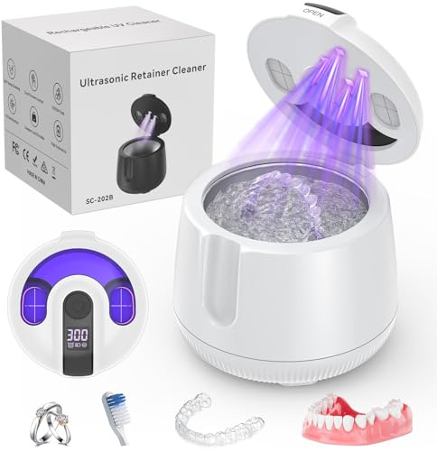 Máquina limpiadora ultrasónica de retenedores, cápsula de limpieza dental inalámbrica de 48 kHz, limpiador ultrasónico de retención para dentaduras postizas, protectores bucales, alineador, protector