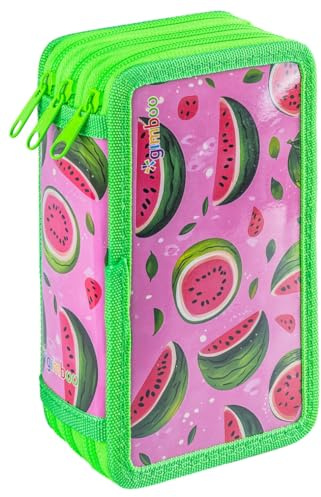 GIMBOO Skolplånbok/Med innehåll/3 fack/Watermelon/Grön