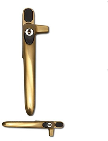 Brass Left Handed Cockspur Virage Window Handle with 9mm backset by Securistyle CB09BSL