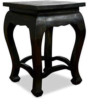livasia Opiumtisch aus Massivholz – 36x36x50cm – Handgeschnitzter Beistelltisch Holz aus Thailand, Nachhaltig und Zeitlos, Setzt Stilvolle Akzente als Kleiner Tisch (Schwarz)
