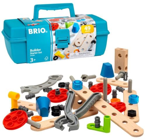 BRIO Builder - 34586 - Boite à Outils Builder - 49 Pièces - Jeu de construction STEM - Inclus : boite à outil - Sans pile - Pour les garcons et les filles à partir de 3 ans