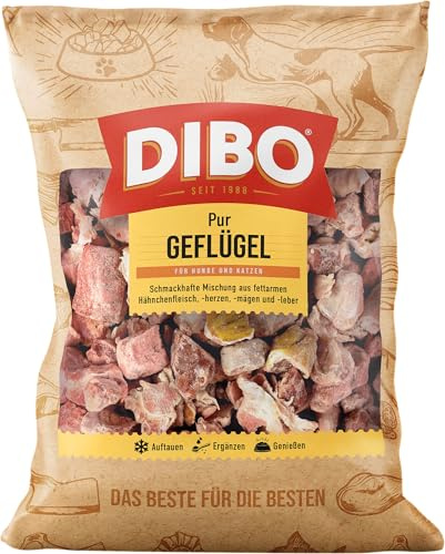 DIBO Geflügel, 9 x 2.000g-Beutel, Tiefkühlfutter, gesunde, natürliche Ernährung für Hunde und Katzen, Barf Fleisch