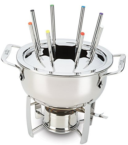 All-Clad Stainless Pot with Cast Aluminum Insert Fondue Set, 12 piece, grey
