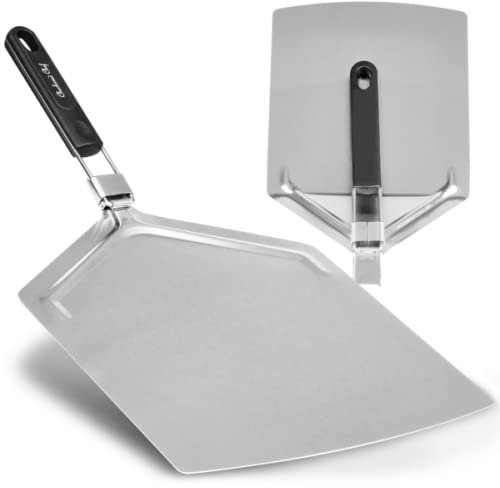 Checkered Chef Pizza Paddle - Large Stainless Steel Peel w/ Folding Handle - 9.5 Inch x 13 Inch