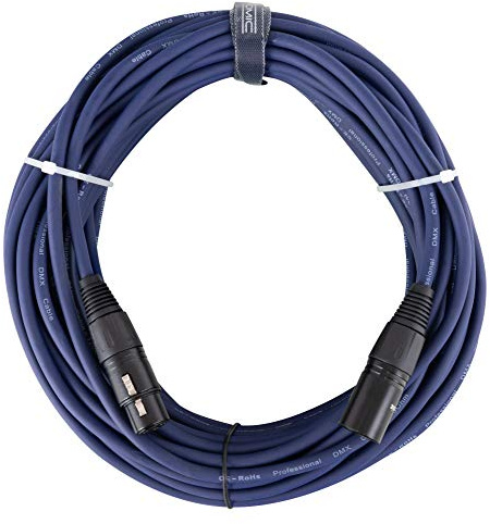 Pronomic Stage DMX3-20 DMX-Kabel 20 Meter (zur Verkabelung von Lichteffekten, Goldkontakte, Mantelfarbe: Blau, XLR Male zu XLR Female)