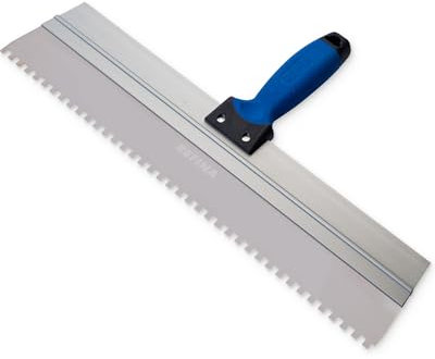REFINA Serrated Spatula for Base Coats & Monocouche - 18 (465mm) Stainless Steel Spatula w/ 6mm (C2) Square Notch Blade & Ergonomic Grip - Rendering Tools for Reducing Air Pockets & Levelling