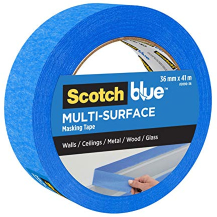 ScotchBlue Ruban de masquage multi-surfaces de qualité supérieure, 36 mm x 41 m, 1 rouleau/paquet – Scotch Ruban adhésif bleu pour peinture et décoration, intérieur et extérieur, adhère bien, 70%