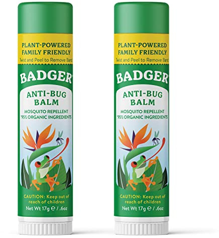 Badger Bug Repellent Stick, All Natural Mosquito Repellent with Citronella, Pleasant Smelling Insect Repellent Travel Size for Kids and Adults, 0.6 oz, 2-Pack