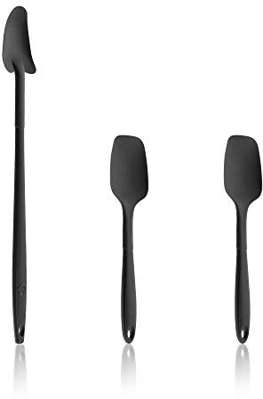 Kochblume Geizhals Set, Restelöffel, Flexlöffel S | Premium Premium-Silikon & BPA freimit Edelstahlkern | In der bunten Box (anthrazit, 3er Set)