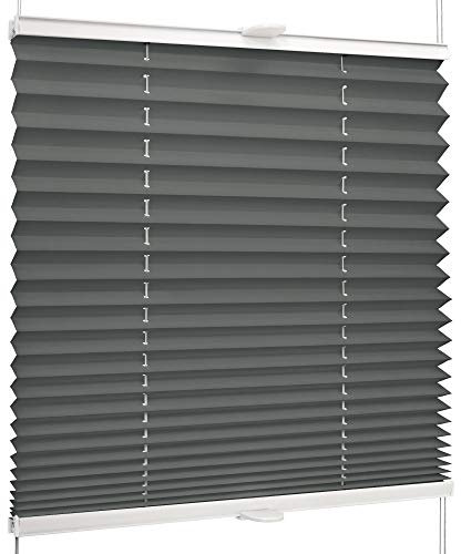 SchattenFreude Basic Klemmfix-Plissee für Fenster | Mit Klemm-Haltern | Ohne Bohren | Anthrazit, Breite: 50cm x Höhe: 130cm