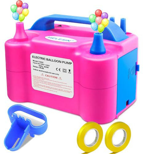HELESIN Pompa per Palloncini Elettrica, Gonfia Palloncini Elettrico con Accessori Decorativi, Pompa Palloncini Elettrica 2 Modalità, Gonfiatore Palloncino per Decorazioni di Compleanno e Feste（Rosso）