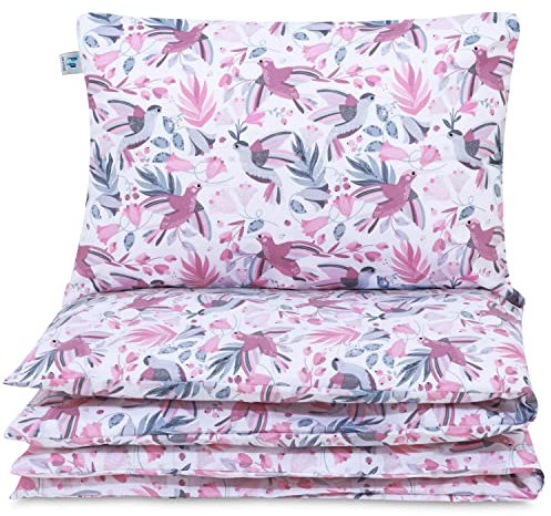 Pepi Bettwäsche Baby 100×135 cm Hummingbird - Sommerbettwäsche für Babybett und Babywiege - Kinder Bettwäsche Baumwolle 100 % - Bettwäsche-Sets mit Sicher Abgedeckten Reißverschlüssen