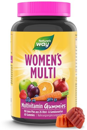 Vitamine für Frauen Multivitamin Gummibärchen - A-Z Vitamine für Frauen hochdosiert - mit Folsäure + Vitamin A C E + B Komplex + Biotin sowie Jod + Zink - vegetarische Vitamin Gummies - 60 Stk