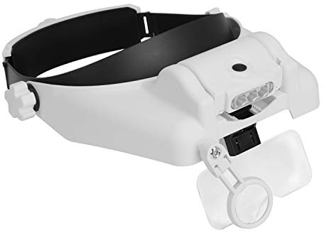 Lupe mit 3 LED Licht Stirnbandlupe Lupenbrille mit 6 abnehmbaren Linsen 1.5X bis 5X Kopflupe Brillenlupe mit Beleuchtung Kopfbandlupe Stirnlupe für Lesen Handwerk Elektriker Juweliere Nähen Reparatur
