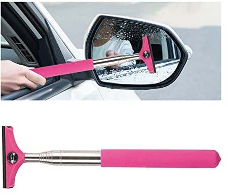 CGEMDY Auto-Rückspiegelwischer, Teleskop Spiegelwischer Einziehbarer Glasabstreifer Mit Sportwagen-Design, Autozubehör Auto Spiegelwischer Reiniger für Spiegelglas, Teleskop-Wasserabstreifer (Rosa)