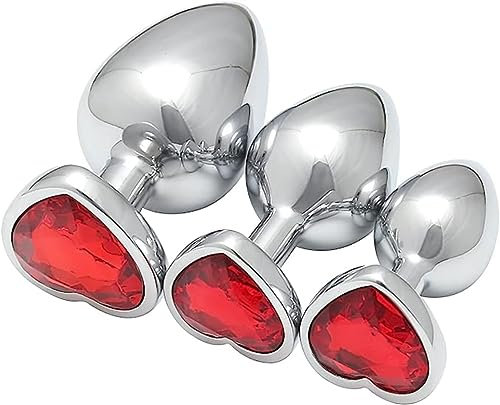 DYNLAB 𝘼𝙣𝙖 𝙥𝙡𝙪𝙜 3-teiliges Kunstset Aus Metall, Herzförmiges Rotes Gefäß, Yoga-Spielzeug, Geschenke Für Männer Und Frauen