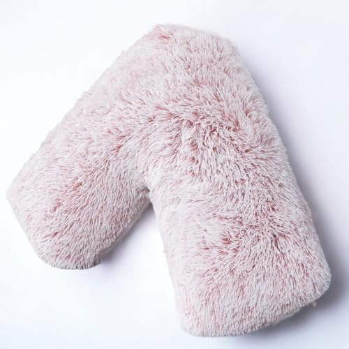 EDS Pregnancy Teddy Fleece V Pillow with Pillowcase Provide Support During Pregnancy Nursing and for Orthopedic Super Soft Comfortable V-shaped Pillows for Head, Neck and Back LH (BABY PINK)