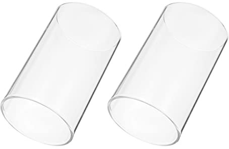 Cabilock 2 Pièces Cache-Bougie Verre Transparent pour Maison Cylindre Décoratif Cache-Bougie De Bureau (8 * 20cm)