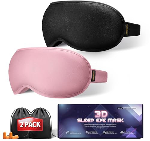 Perfekte gewichtete Schlafmaske für schnelleres Einschlafen – 100 % verdunkelnde Augenmasken zum Schlafen – Null Augendruck 3D-Schlafmasken für Damen und Herren, Flugzeugreise, Essentials